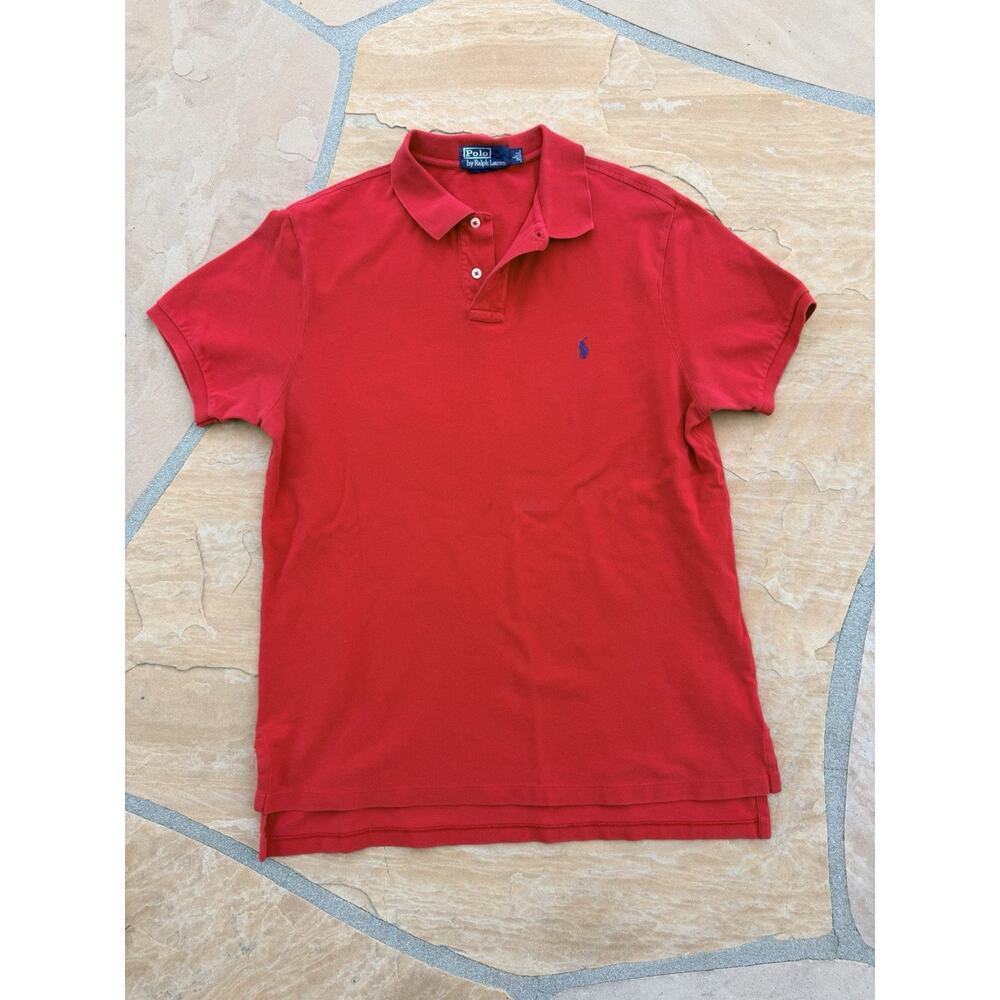 Polo Ralph Lauren Red Cotton Short Sleeve Casual Shirt Size L Vintage